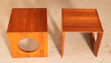 Load image into Gallery viewer, Danish Mid Century pair of Cube solid teak side tables by Jens Quistgaard for Richard Nissen, circa 1970s
