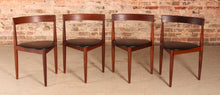 Load image into Gallery viewer, Danish Mid Century extending teak dining table and 4 chairs by Hans Olsen for Frem Röjle, circa 1960s
