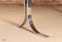 Load image into Gallery viewer, Danish Mid Century extending teak dining table with chrome legs by Poul Norrelikt for Dyrlund, circa 1970s
