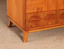 Load image into Gallery viewer, Mid Century Art Deco style walnut double wardrobe table by Heirloom Furniture, circa 1950s
