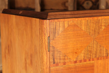 Load image into Gallery viewer, Mid Century Art Deco style walnut double wardrobe table by Heirloom Furniture, circa 1950s
