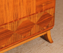 Load image into Gallery viewer, Mid Century Art Deco style walnut double wardrobe table by Heirloom Furniture, circa 1950s
