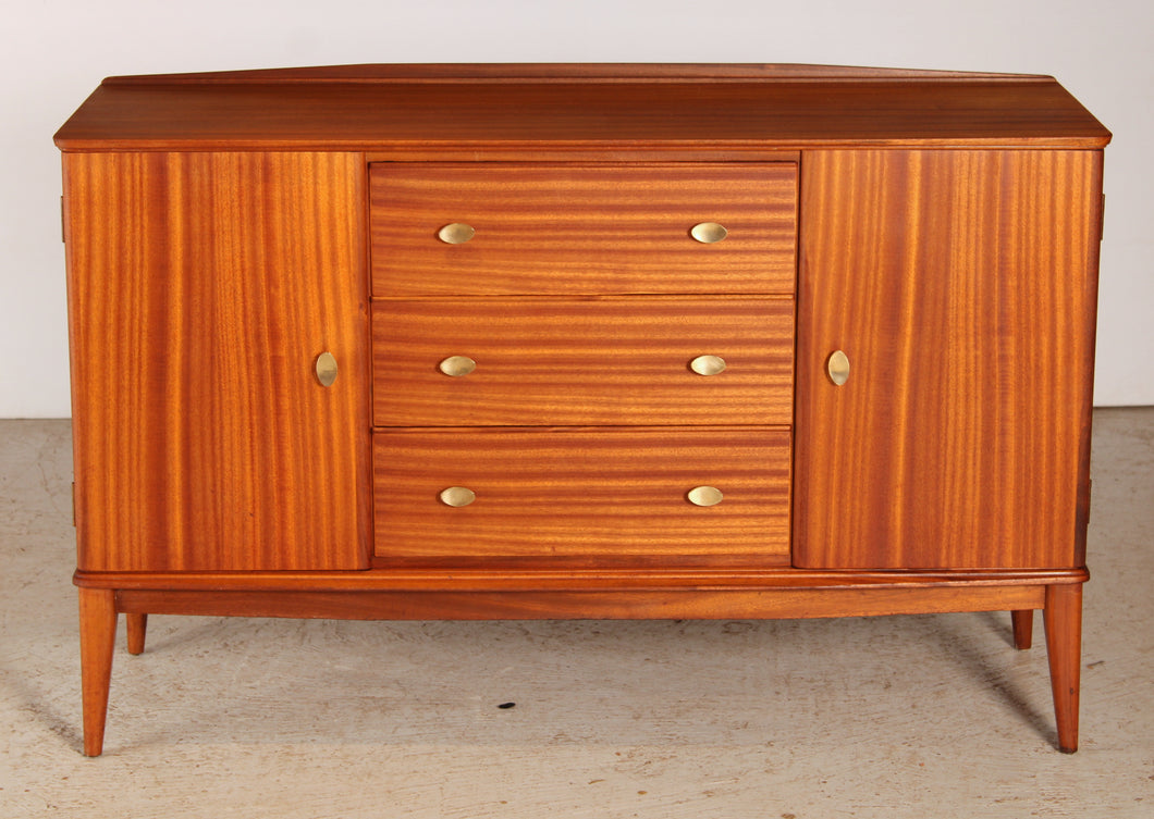 Mid Century Mahogany sideboard with brass handles by McIntosh, Scotland, circa 1960s