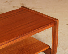 Load image into Gallery viewer, Mid Century teak side table with a magazine shelf, circa 1970s
