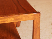 Load image into Gallery viewer, Mid Century teak side table with a magazine shelf, circa 1970s
