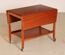 Load image into Gallery viewer, Mid Century mahogany drop leaf serving trolley, circa 1960s
