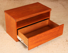 Load image into Gallery viewer, Mid Century teak TV/media stand with a drawer, circa 1970s
