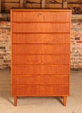 Load image into Gallery viewer, Danish Mid Century teak chest of 8 drawers, circa 1960s
