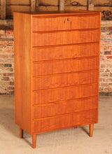 Load image into Gallery viewer, Danish Mid Century teak chest of 8 drawers, circa 1960s
