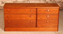 Load image into Gallery viewer, Vintage Mid Century style long teak chest of drawers / sideboard by Stag
