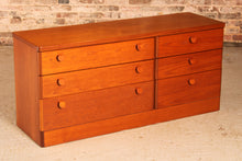 Load image into Gallery viewer, Vintage Mid Century style long teak chest of drawers / sideboard by Stag

