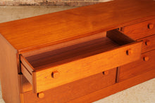 Load image into Gallery viewer, Vintage Mid Century style long teak chest of drawers / sideboard by Stag
