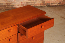 Load image into Gallery viewer, Vintage Mid Century style long teak chest of drawers / sideboard by Stag
