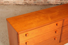 Load image into Gallery viewer, Vintage Mid Century style long teak chest of drawers / sideboard by Stag
