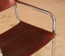 Load image into Gallery viewer, Mid Century cantilever chrome and tobacco leather chair in style of Mart Stam, circa 1970s
