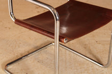 Load image into Gallery viewer, Mid Century cantilever chrome and tobacco leather chair in style of Mart Stam, circa 1970s
