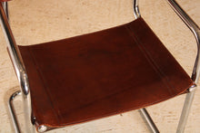 Load image into Gallery viewer, Mid Century cantilever chrome and tobacco leather chair in style of Mart Stam, circa 1970s
