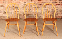 Load image into Gallery viewer, Set of 3 of mid century Ercol Model 400 chairs made in elm and beech circa 1960s
