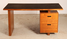 Load image into Gallery viewer, Mid Century executive walnut desk with leather top, circa 1980s
