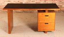 Load image into Gallery viewer, Mid Century executive walnut desk with leather top, circa 1980s
