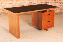 Load image into Gallery viewer, Mid Century executive walnut desk with leather top, circa 1980s
