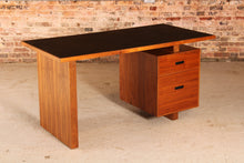 Load image into Gallery viewer, Mid Century executive walnut desk with leather top, circa 1980s
