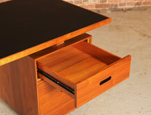 Load image into Gallery viewer, Mid Century executive walnut desk with leather top, circa 1980s
