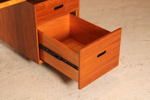 Load image into Gallery viewer, Mid Century executive walnut desk with leather top, circa 1980s
