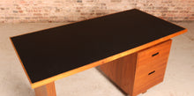 Load image into Gallery viewer, Mid Century executive walnut desk with leather top, circa 1980s
