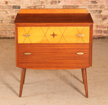 Load image into Gallery viewer, Mid Century mahogany chest of drawers with brass handles by Lebus, circa 1950s
