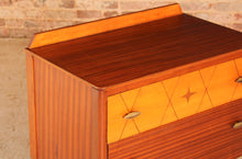 Load image into Gallery viewer, Mid Century mahogany chest of drawers with brass handles by Lebus, circa 1950s
