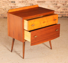 Load image into Gallery viewer, Mid Century mahogany chest of drawers with brass handles by Lebus, circa 1950s
