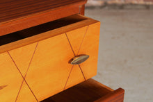 Load image into Gallery viewer, Mid Century mahogany chest of drawers with brass handles by Lebus, circa 1950s
