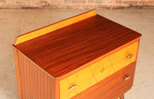 Load image into Gallery viewer, Mid Century mahogany chest of drawers with brass handles by Lebus, circa 1950s
