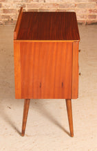 Load image into Gallery viewer, Mid Century mahogany chest of drawers with brass handles by Lebus, circa 1950s
