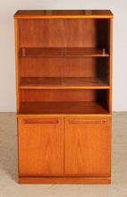 Load image into Gallery viewer, Mid Century glass fronted teak bookcase by Meredew, circa 1970s
