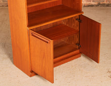Load image into Gallery viewer, Mid Century glass fronted teak bookcase by Meredew, circa 1970s
