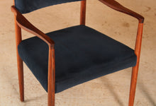 Load image into Gallery viewer, Set of 6 rosewood dining chairs with blue velvet upholstery by Robert Heritage, circa 1960s
