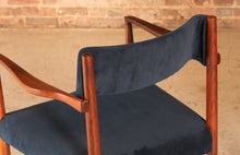Load image into Gallery viewer, Set of 6 rosewood dining chairs with blue velvet upholstery by Robert Heritage, circa 1960s
