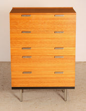 Load image into Gallery viewer, Mid Century oak chest of drawers with chrome legs by John and Sylvia Reid for Stag, circa 1960s
