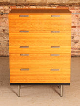 Load image into Gallery viewer, Mid Century oak chest of drawers with chrome legs by John and Sylvia Reid for Stag, circa 1960s
