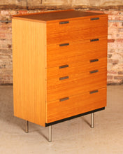 Load image into Gallery viewer, Mid Century oak chest of drawers with chrome legs by John and Sylvia Reid for Stag, circa 1960s
