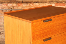 Load image into Gallery viewer, Mid Century oak chest of drawers with chrome legs by John and Sylvia Reid for Stag, circa 1960s
