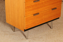 Load image into Gallery viewer, Mid Century oak chest of drawers with chrome legs by John and Sylvia Reid for Stag, circa 1960s
