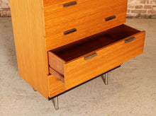 Load image into Gallery viewer, Mid Century oak chest of drawers with chrome legs by John and Sylvia Reid for Stag, circa 1960s
