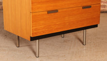 Load image into Gallery viewer, Mid Century oak chest of drawers with chrome legs by John and Sylvia Reid for Stag, circa 1960s
