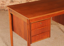 Load image into Gallery viewer, Danish Mid Century teak pedestal desk, circa 1960s
