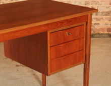 Load image into Gallery viewer, Danish Mid Century teak pedestal desk, circa 1960s
