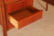 Load image into Gallery viewer, Danish Mid Century teak pedestal desk, circa 1960s
