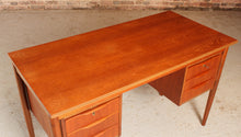 Load image into Gallery viewer, Danish Mid Century teak pedestal desk, circa 1960s
